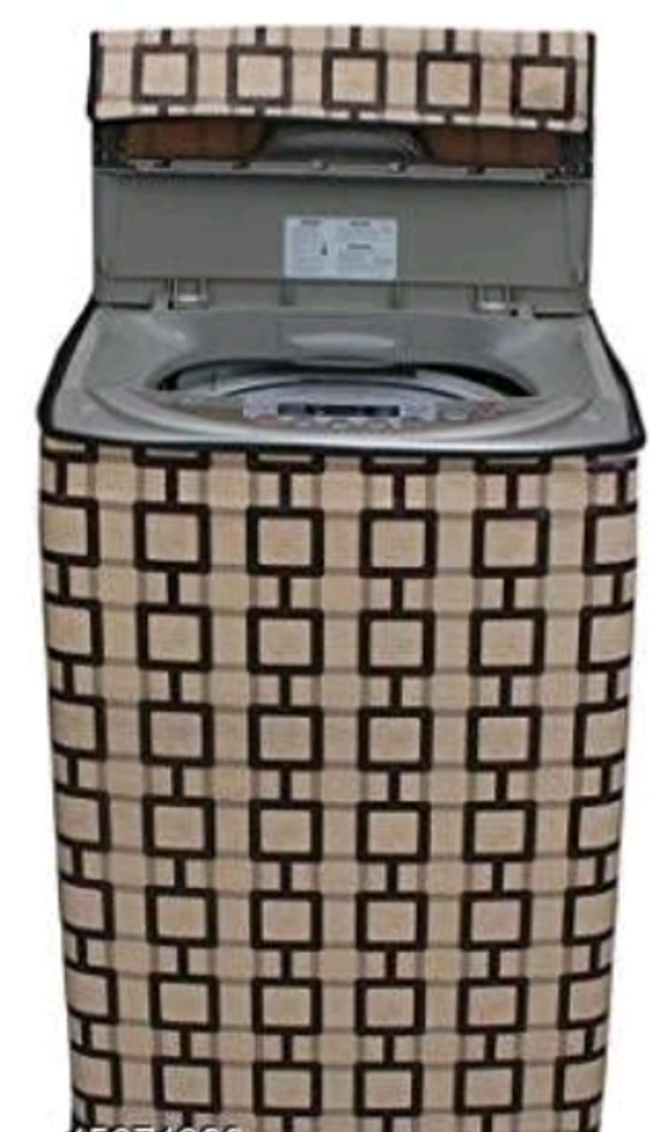 DREAM CURE Portable Washing Machine Brown Color Printed PVC Cover,Top Load Waher Dryer Cover Water Proof , Full Automatic /Wheel Washing Machine Cover For 6 Kg Cover - Grey